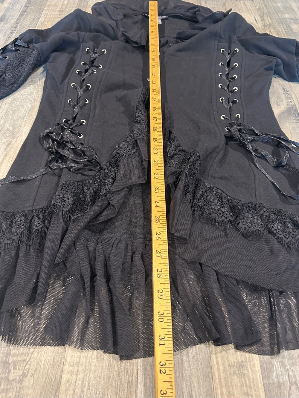 The Pyramid Collection Black Lace-Up Ruffled Jacket - Picture 8 of 9